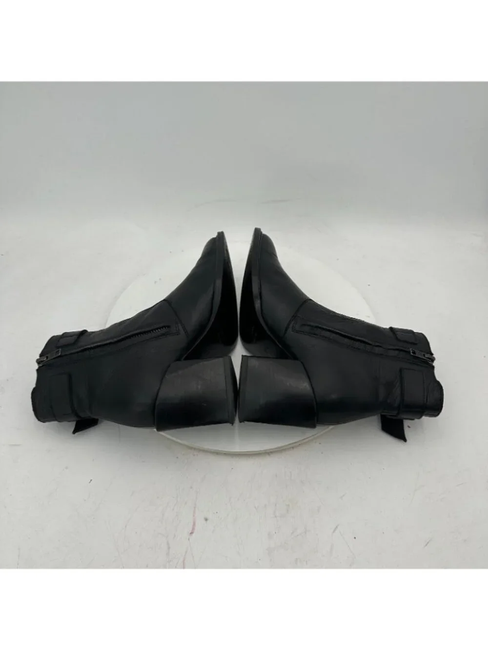 Helmut Lang Women Size EU 37.5 US 7.5 Black Leather Side Zip Block Heel Boot